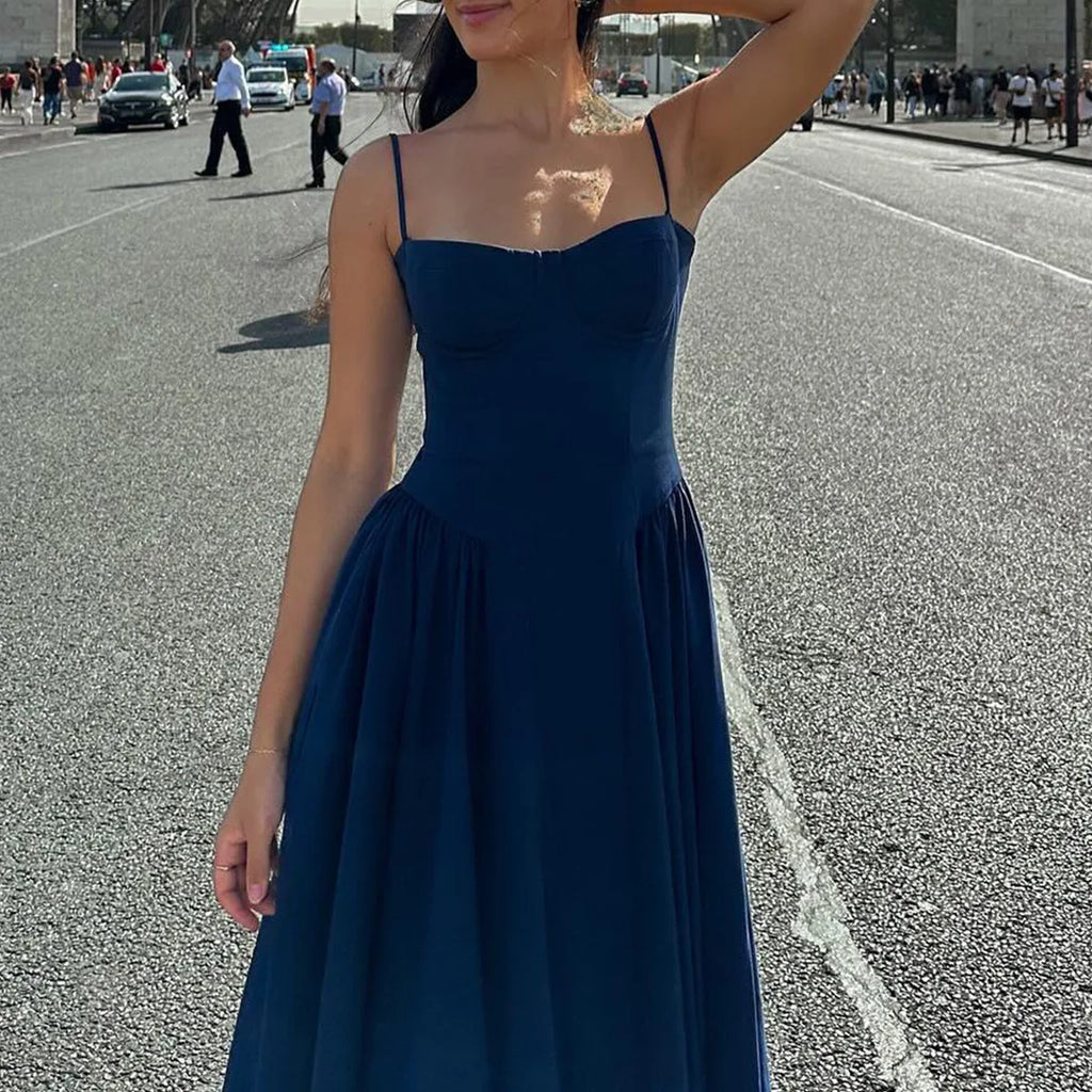 Suninheart Spaghetti sangle robes de soirée d'été 2025 nouveautés Fit et Flare robe mi-longue élégante robe de Date de nuit rouge