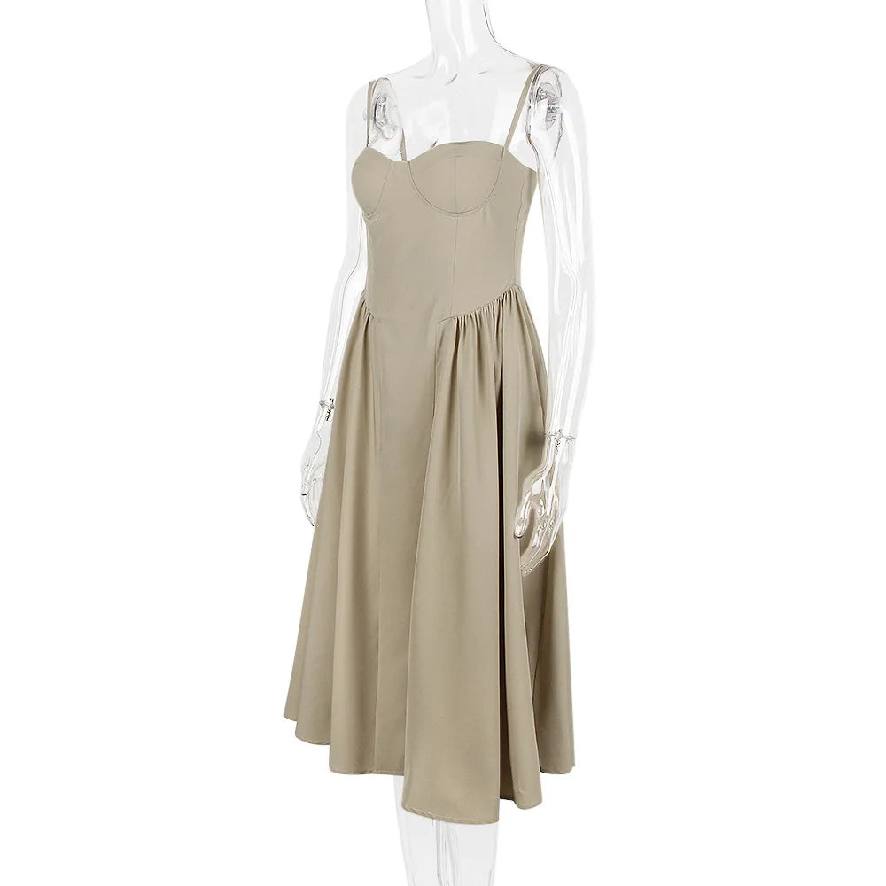 Suninheart Spaghetti sangle robes de soirée d'été 2025 nouveautés Fit et Flare robe mi-longue élégante robe de Date de nuit rouge