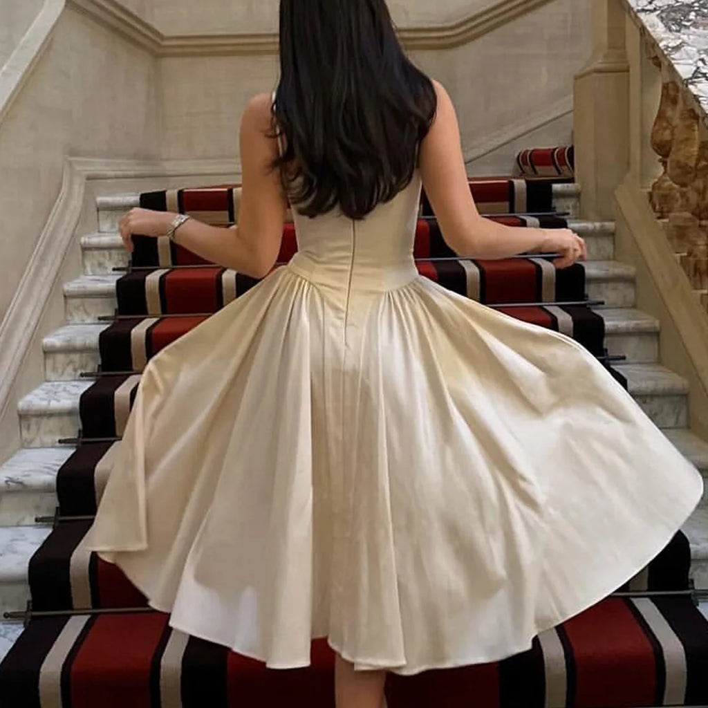 Suninheart Spaghetti sangle robes de soirée d'été 2025 nouveautés Fit et Flare robe mi-longue élégante robe de Date de nuit rouge