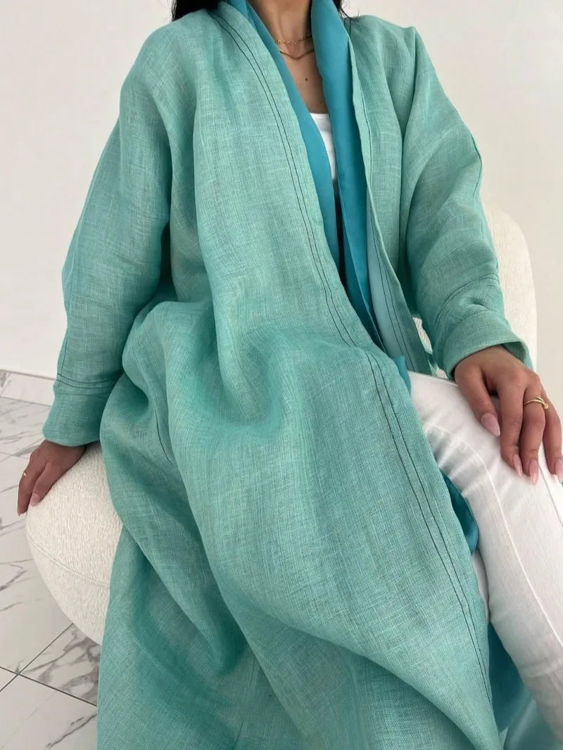 Abaya ample à manches longues pour femmes musulmanes, ouvert sur le devant, caftans décontractés, robes Maxi Jilbabs, vêtements ethniques d'âge moyen