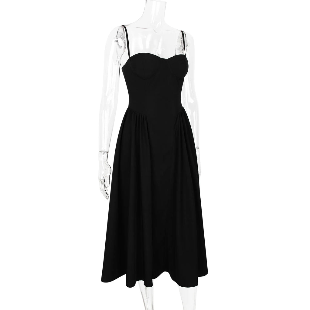 Suninheart Spaghetti sangle robes de soirée d'été 2025 nouveautés Fit et Flare robe mi-longue élégante robe de Date de nuit rouge