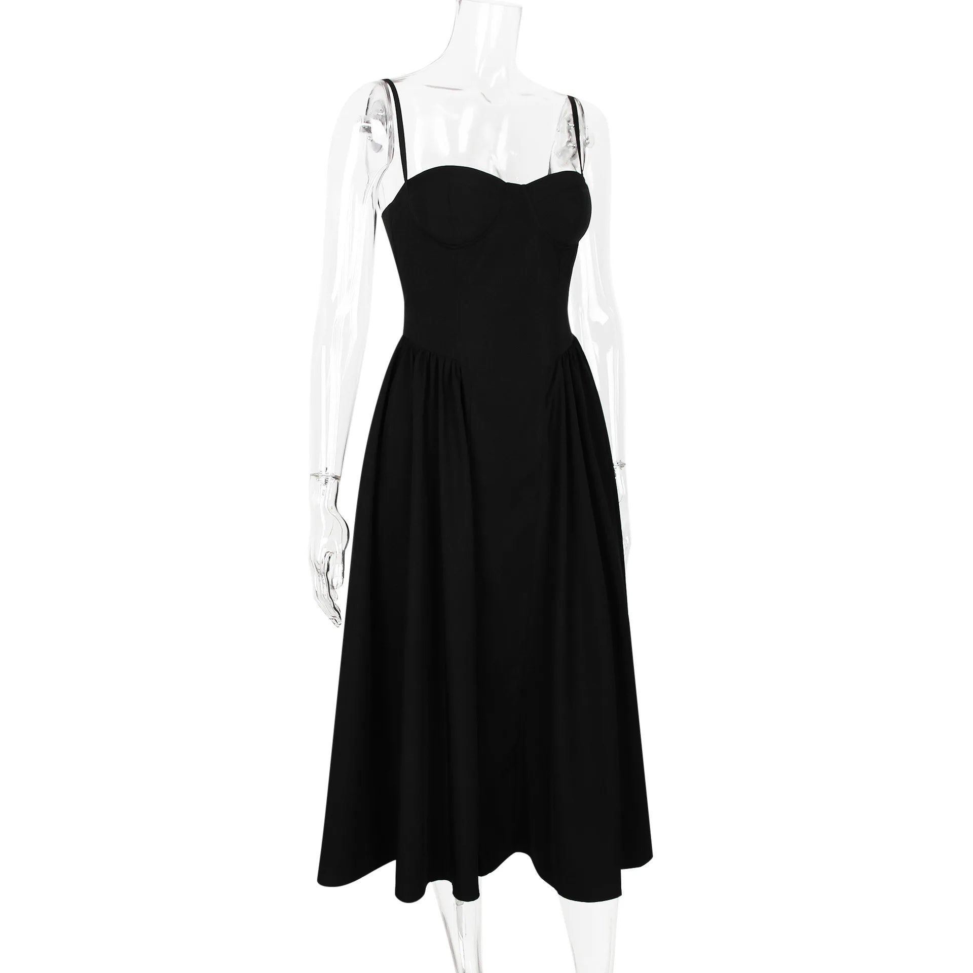 Suninheart Spaghetti sangle robes de soirée d'été 2025 nouveautés Fit et Flare robe mi-longue élégante robe de Date de nuit rouge