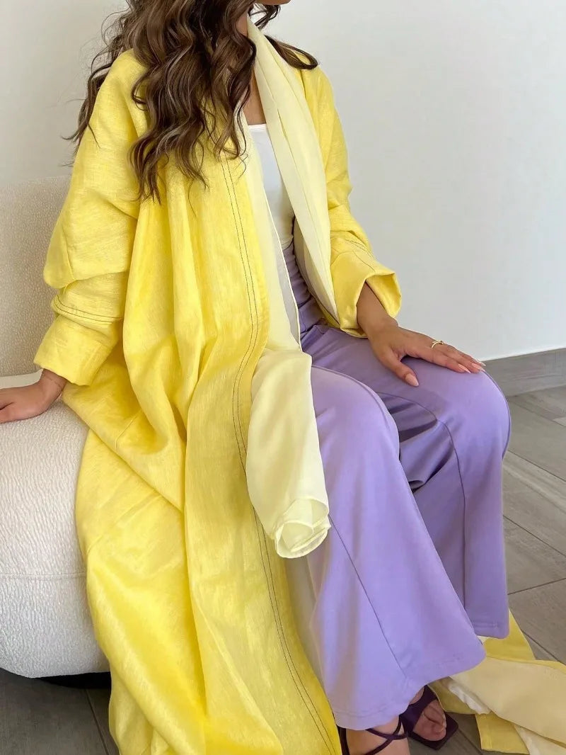 Abaya ample à manches longues pour femmes musulmanes, ouvert sur le devant, caftans décontractés, robes Maxi Jilbabs, vêtements ethniques d'âge moyen