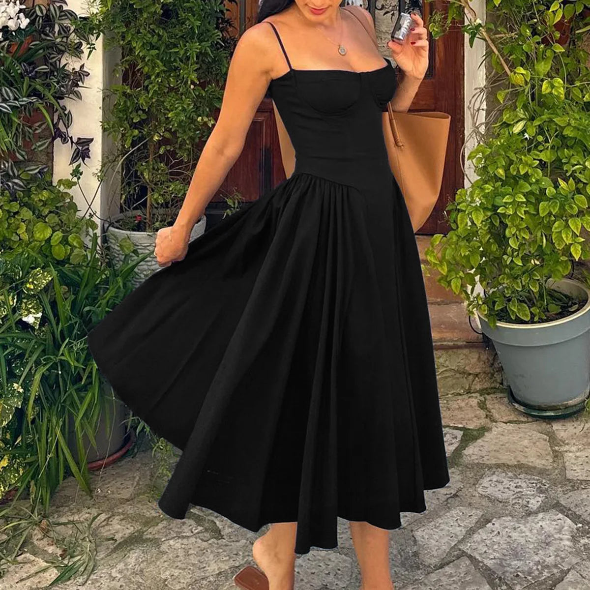 Suninheart Spaghetti sangle robes de soirée d'été 2025 nouveautés Fit et Flare robe mi-longue élégante robe de Date de nuit rouge