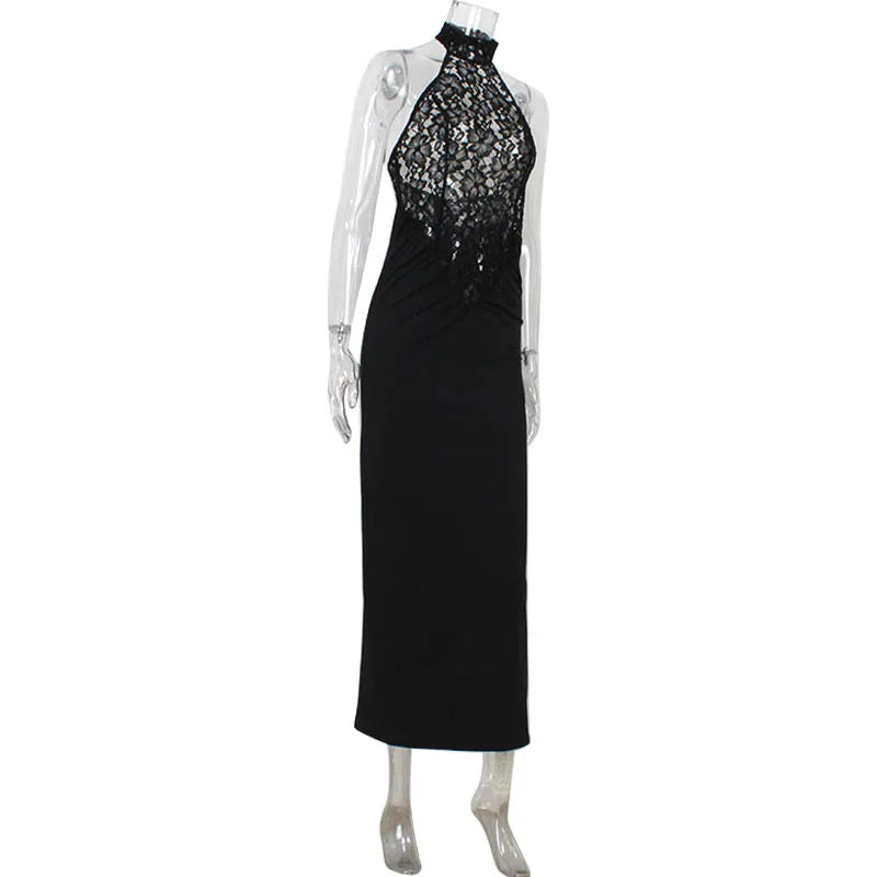 Robes patchwork en dentelle pour femmes, streetwear sexy, gaine en fibre précieuse solide, hanche ronde, longue robe éducative, femme élégante, mode