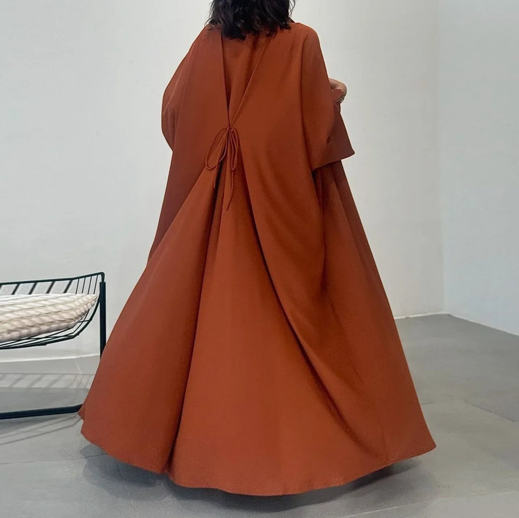 Abaya musulmane Eid pour femmes, cardigan à lacets, robes caftan solides, robe Jalabiya Ramadan, abayas ouvertes de Dubaï, robe éducative, 2025