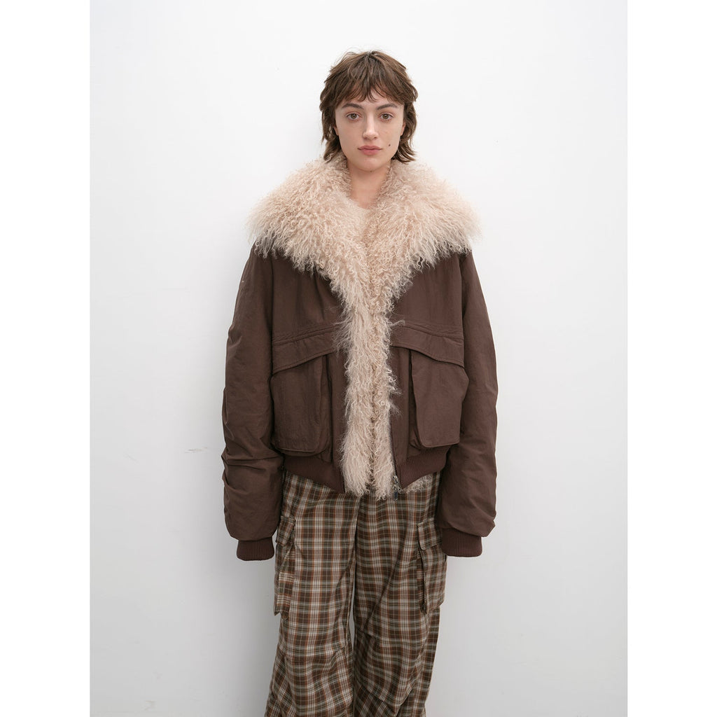 Winter is coming  fashionable warm and waterproof detachable silhouette beach wool collar short down parka-1