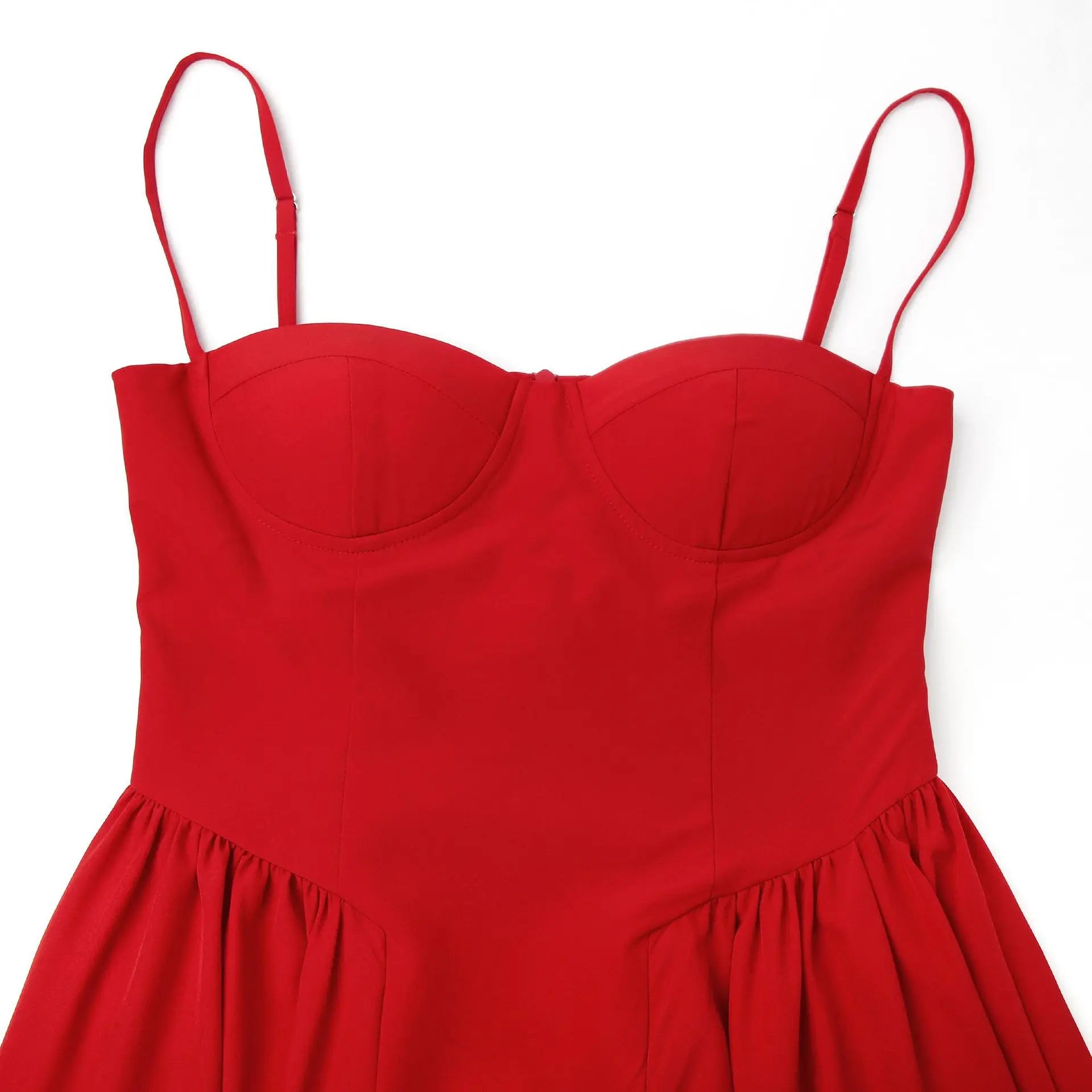 Suninheart Spaghetti sangle robes de soirée d'été 2025 nouveautés Fit et Flare robe mi-longue élégante robe de Date de nuit rouge