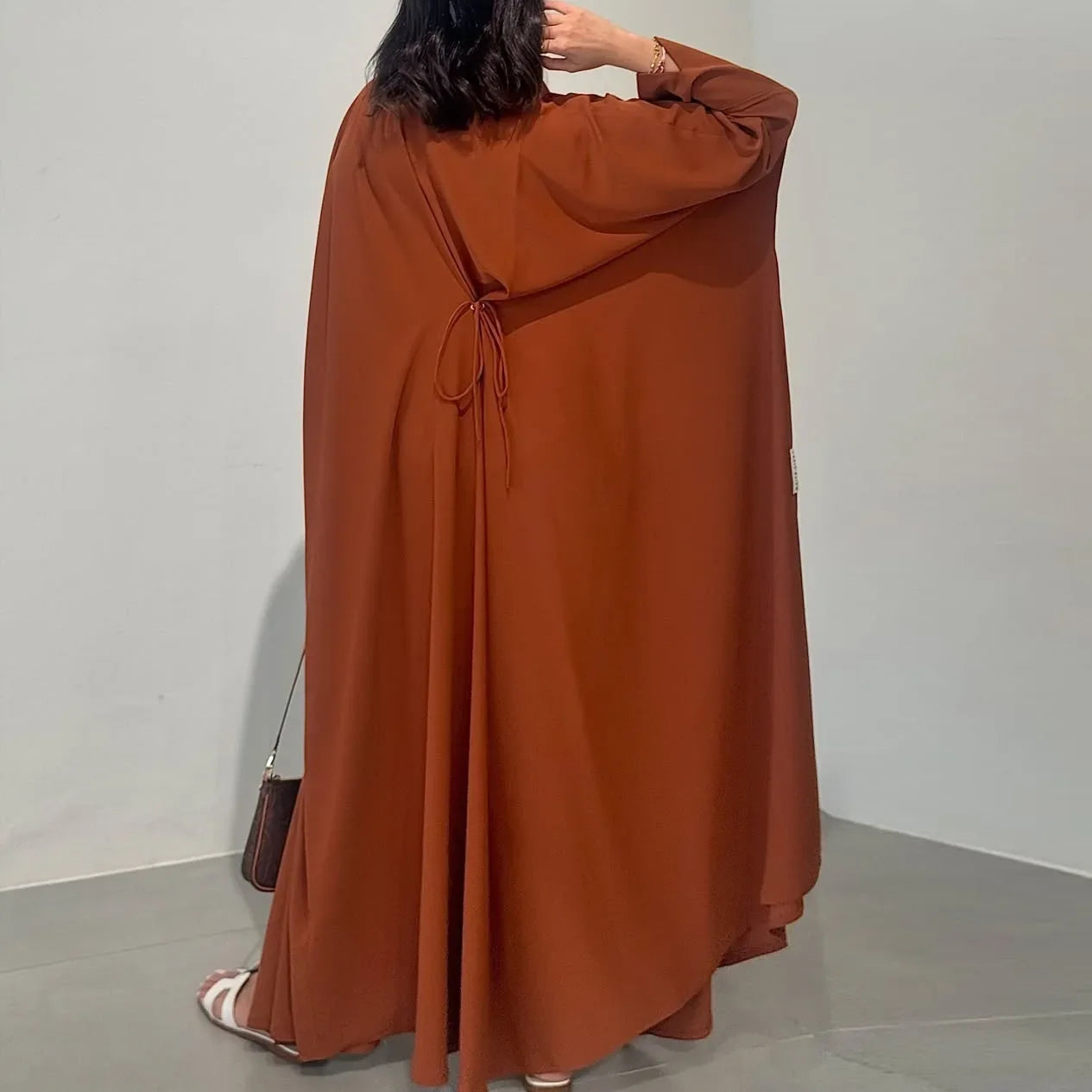 Abaya musulmane Eid pour femmes, cardigan à lacets, robes caftan solides, robe Jalabiya Ramadan, abayas ouvertes de Dubaï, robe éducative, 2025