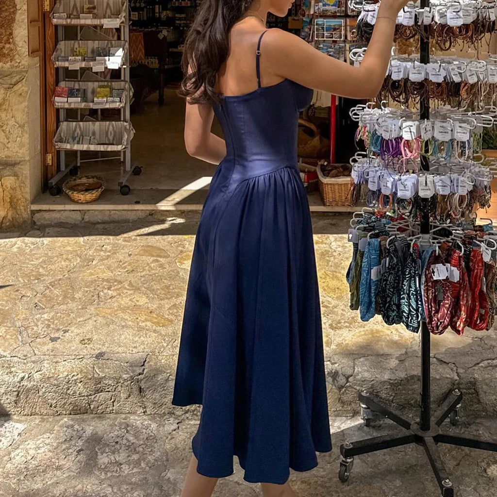 Suninheart Spaghetti sangle robes de soirée d'été 2025 nouveautés Fit et Flare robe mi-longue élégante robe de Date de nuit rouge