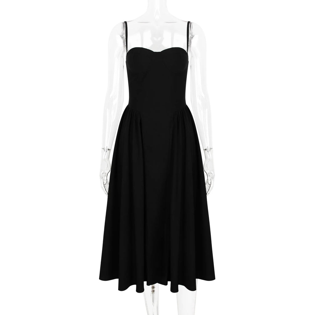 Suninheart Spaghetti sangle robes de soirée d'été 2025 nouveautés Fit et Flare robe mi-longue élégante robe de Date de nuit rouge