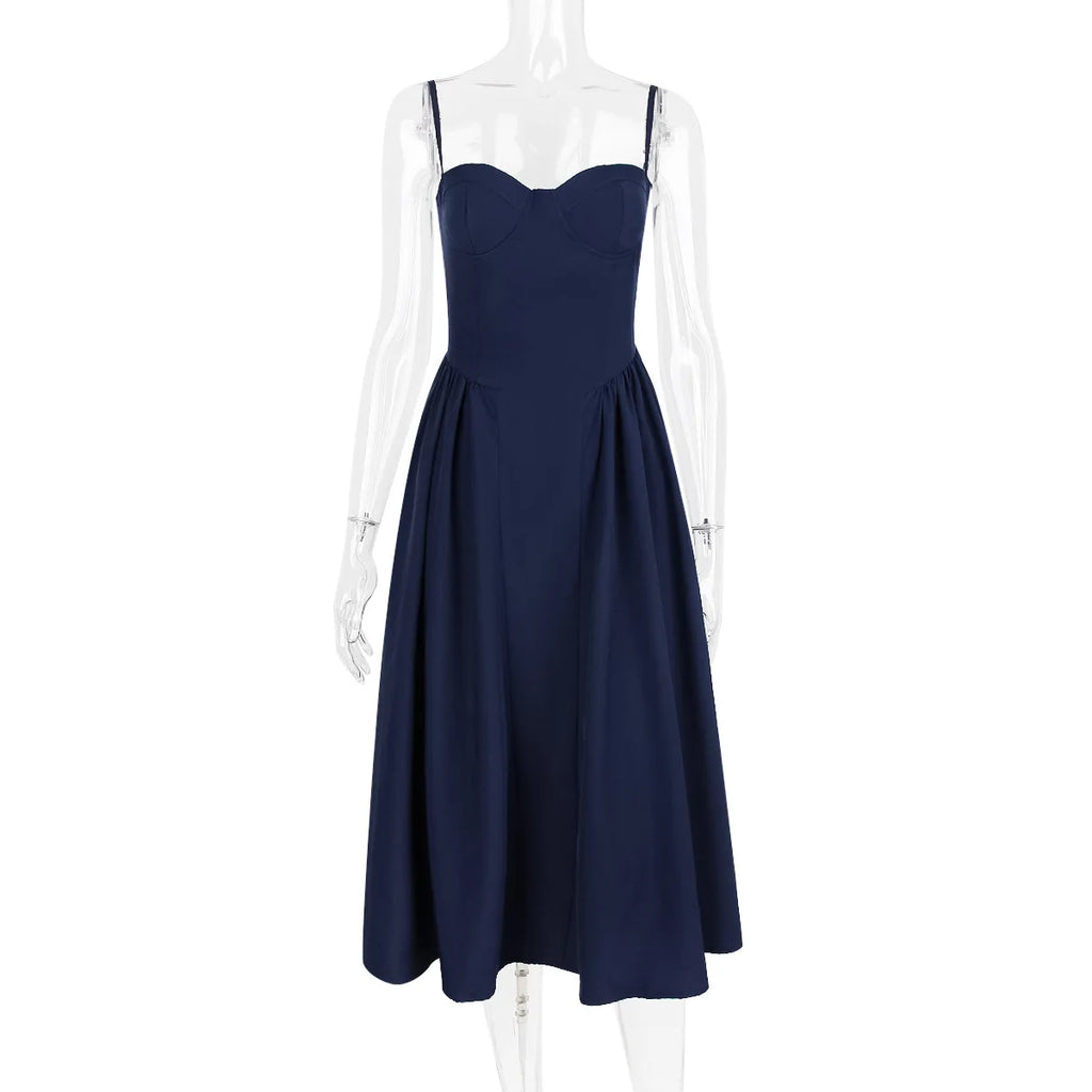 Suninheart Spaghetti sangle robes de soirée d'été 2025 nouveautés Fit et Flare robe mi-longue élégante robe de Date de nuit rouge