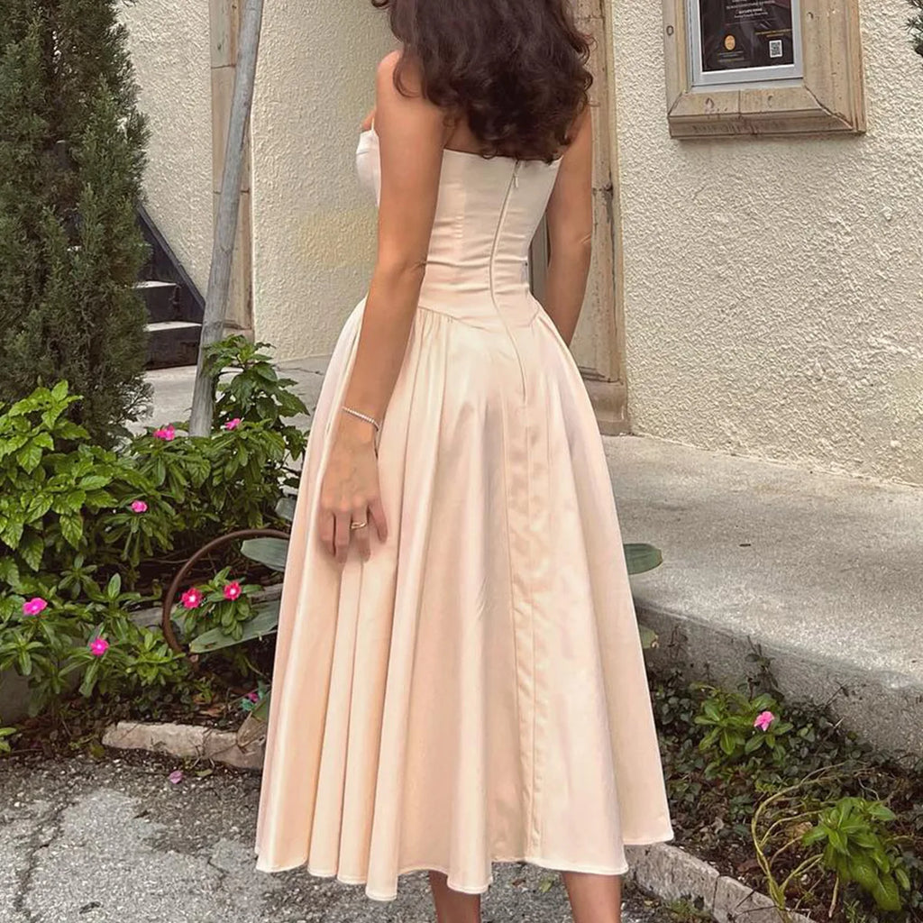 Suninheart Spaghetti sangle robes de soirée d'été 2025 nouveautés Fit et Flare robe mi-longue élégante robe de Date de nuit rouge