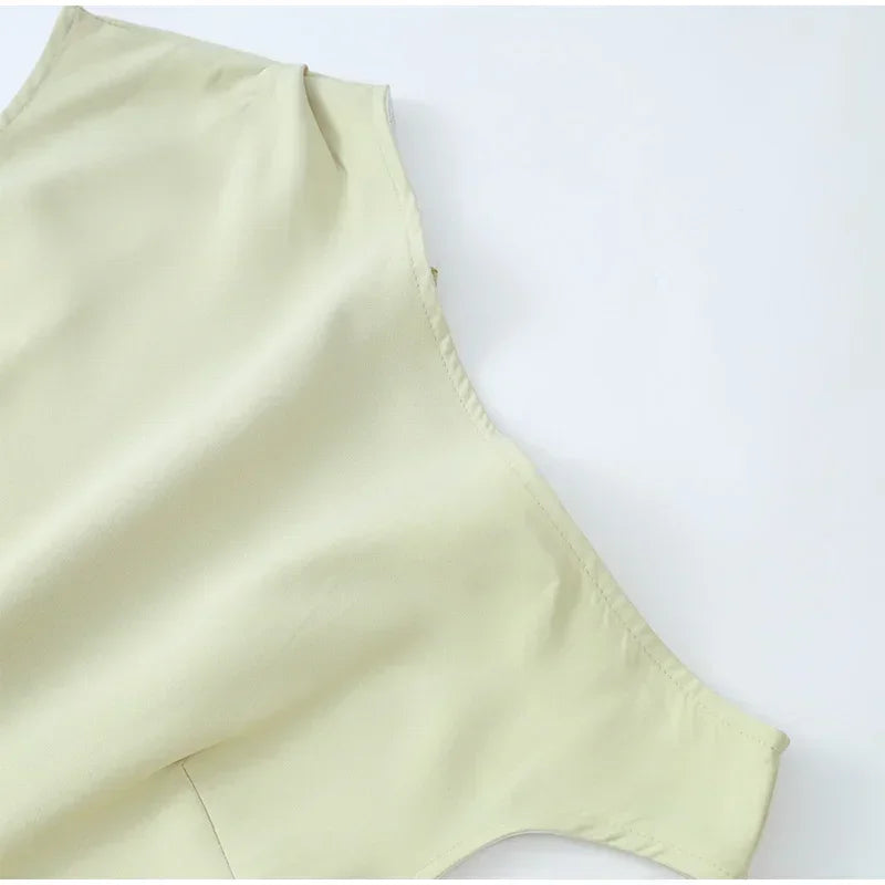 Robe longue cintrée à col incliné sans bretelles pour femmes, monochromatique, taille en fibre, robe trapèze, vêtements pour femmes, nouvelle mode, printemps, été, 2025