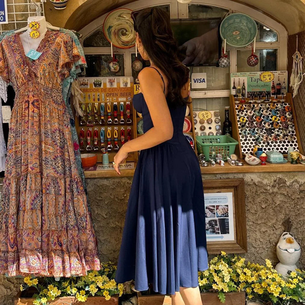 Suninheart Spaghetti sangle robes de soirée d'été 2025 nouveautés Fit et Flare robe mi-longue élégante robe de Date de nuit rouge