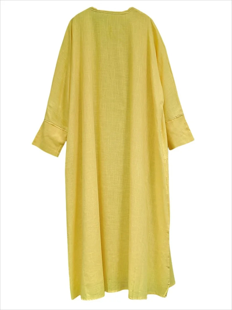 Abaya ample à manches longues pour femmes musulmanes, ouvert sur le devant, caftans décontractés, robes Maxi Jilbabs, vêtements ethniques d'âge moyen