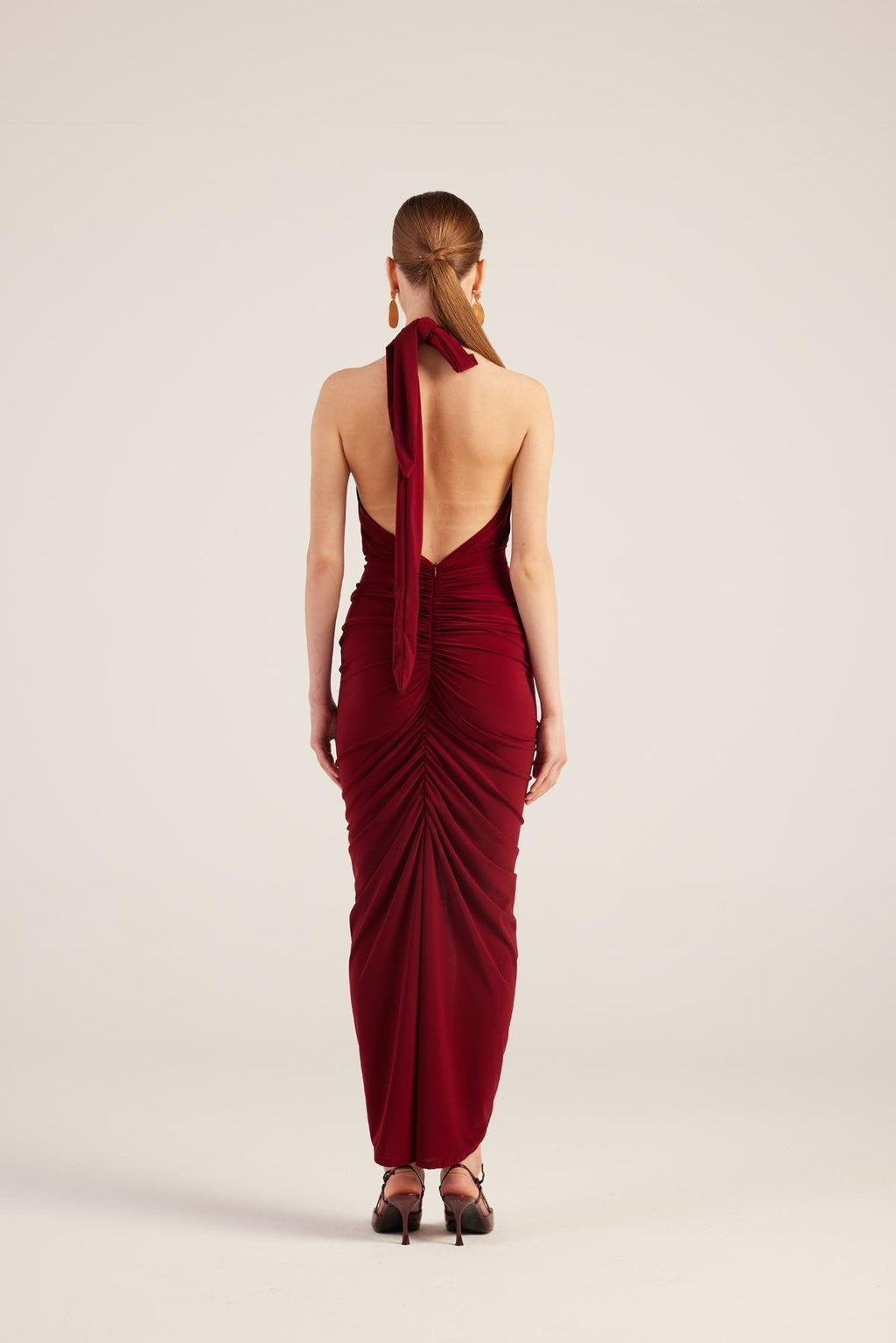 Marie Burgundy Backless Slit Maxi Dress-2