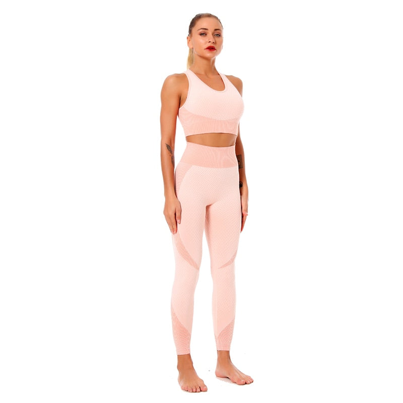Women Fitness Sport Yoga Suit Seamless Women Yoga Sets Long Sleeve Clothing Female Sport Gym Suits Wear Running Clothes-2