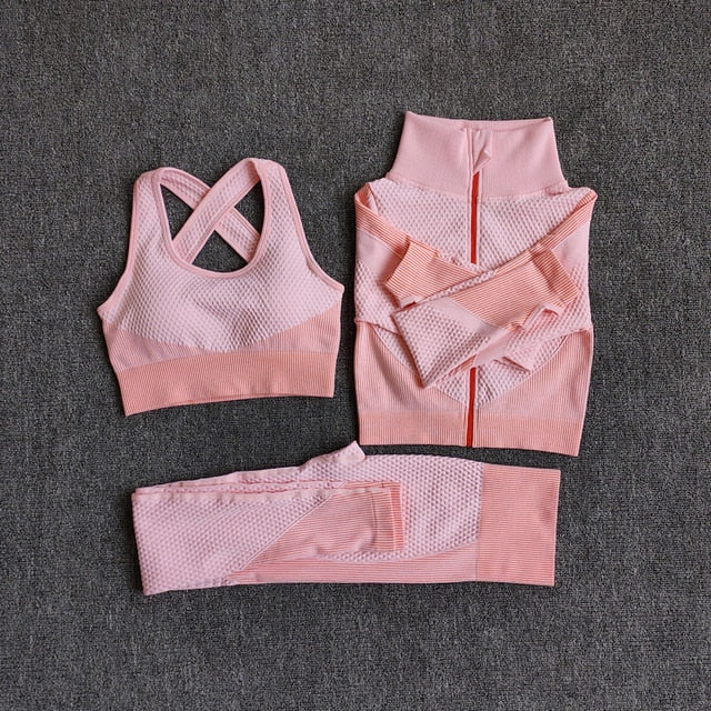 Women Fitness Sport Yoga Suit Seamless Women Yoga Sets Long Sleeve Clothing Female Sport Gym Suits Wear Running Clothes-22